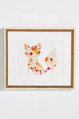 Pressed Flower Fox Wall Art