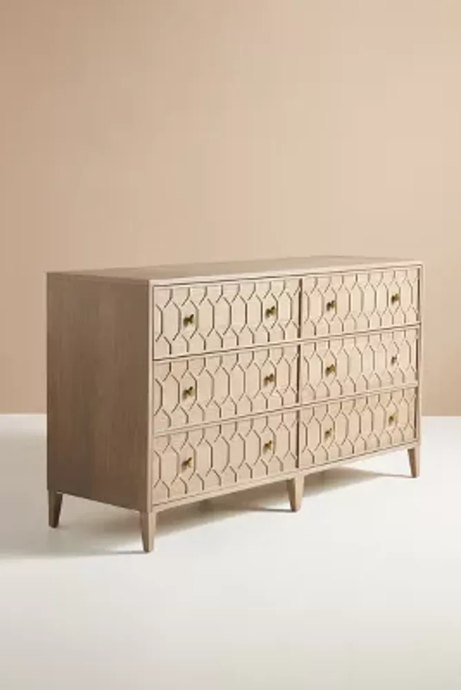 Textured Trellis Six-Drawer Dresser