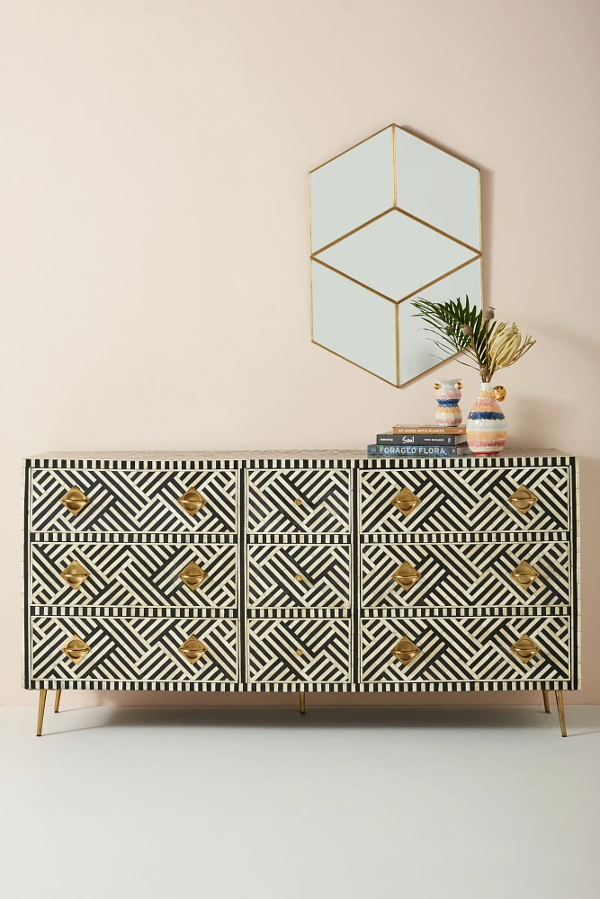 Optical Inlay Nine-Drawer Dresser