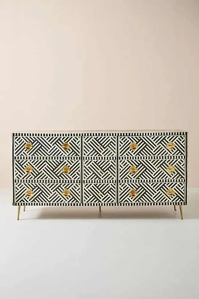 Optical Inlay Nine-Drawer Dresser