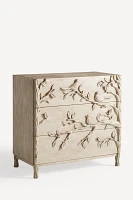 Handcarved Ornithology Three-Drawer Dresser