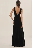 Jenny Yoo Logan Deep-V Velvet Column Gown