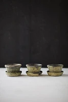 Earth Fired Clay Thin Rim Pot + Saucer, Set of 3