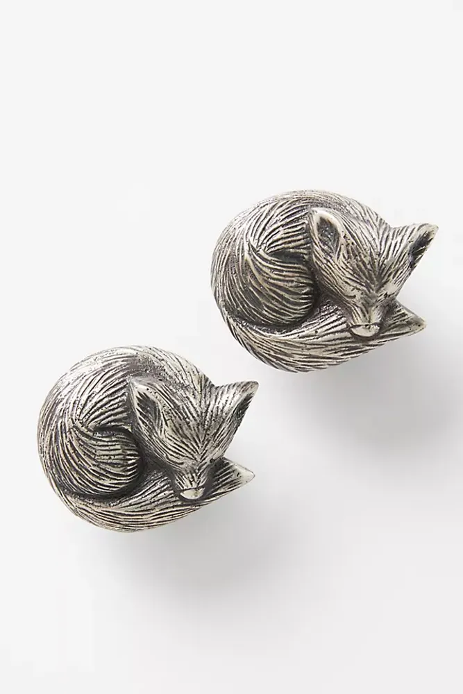 Sleeping Fox Knobs, Set of 2