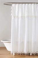 Antioch Cotton Linen Tasseled Shower Curtain