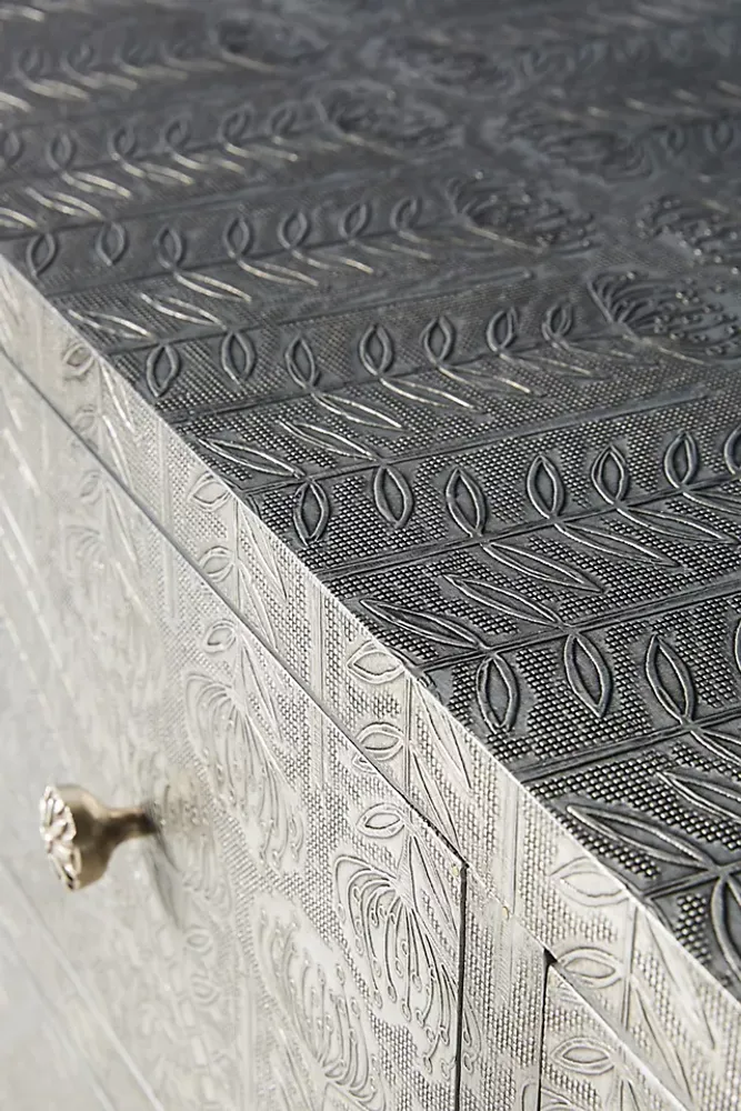 Hand-Embossed Lotus Six-Drawer Dresser