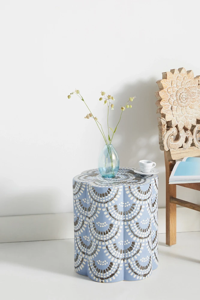 Scalloped Ceramic Side Table