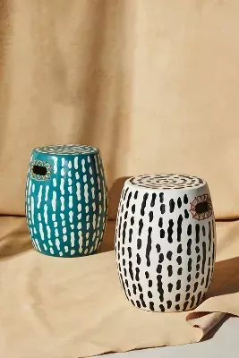 Striped Ceramic Side Table