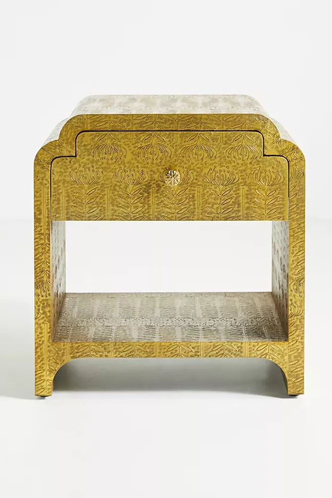 Hand-Embossed Lotus Nightstand