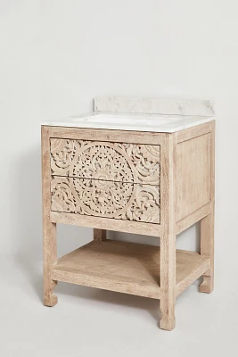 Handcarved Lombok Powder Bathroom Vanity