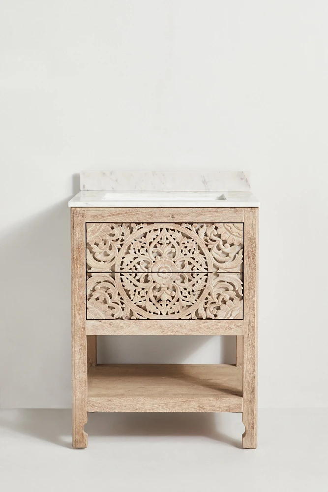 Handcarved Lombok Powder Bathroom Vanity