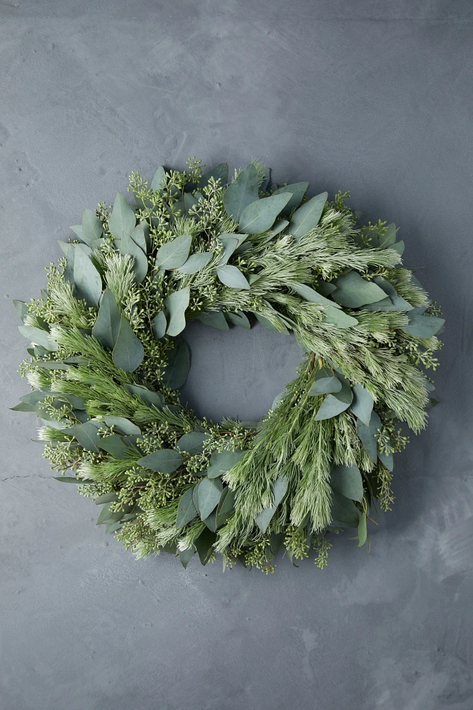 Fresh Seeded Eucalyptus + Woolybush Wreath