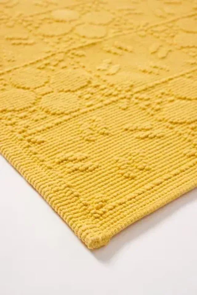Textured-weave Bath Mat - Mustard yellow - Home All