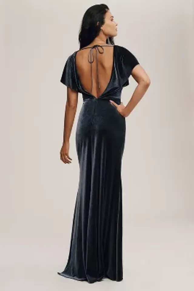 Jenny Yoo Cassandra Strapless Stretch Velvet Gown