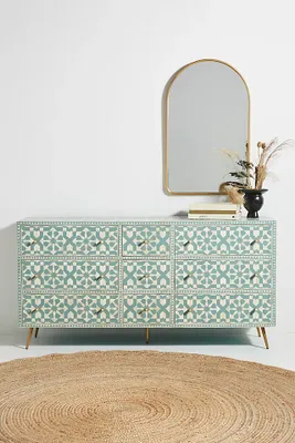 Moroccan Inlay Nine-Drawer Dresser
