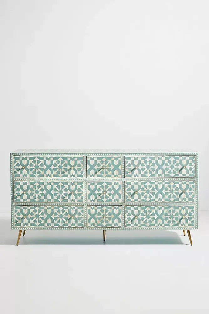 Moroccan Inlay Nine-Drawer Dresser