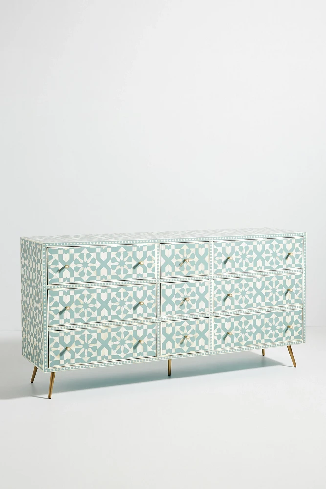 Moroccan Inlay Nine-Drawer Dresser