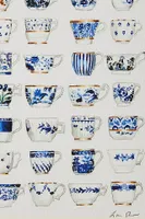 Blue and White Pattern China Teacups Wall Art