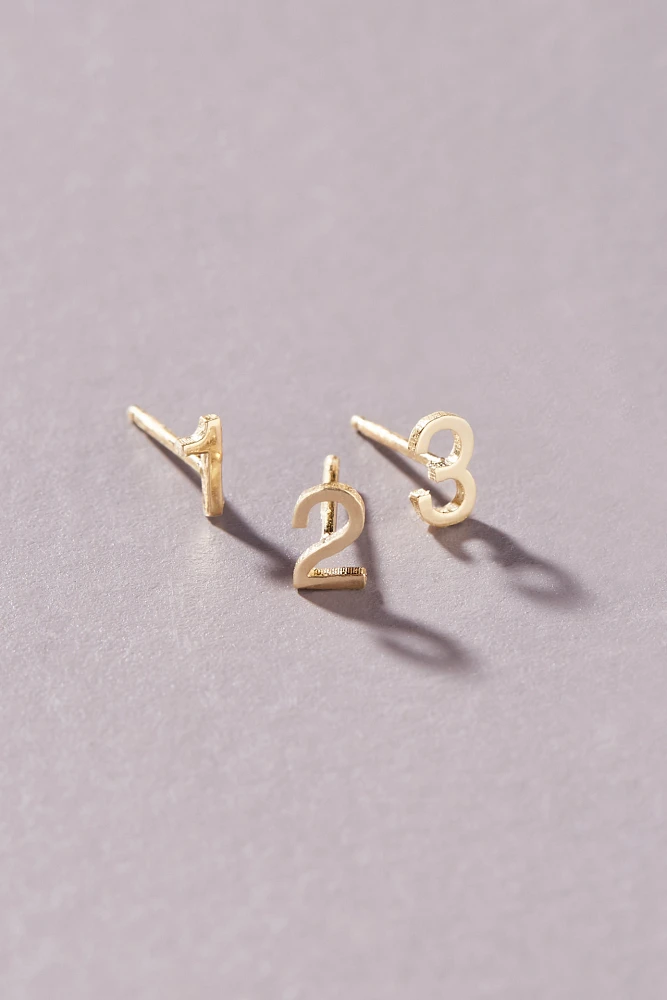 Maya Brenner 14k Yellow Gold Numeral Post Earring