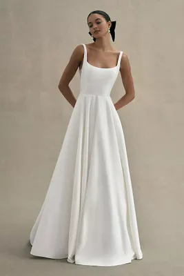 Jenny by Yoo Lawrence Square-Neck Open-Back Taffeta Wedding Gown