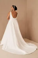 Jenny by Yoo Lawrence Square-Neck Open-Back Taffeta Wedding Gown