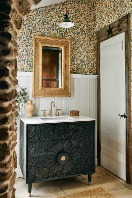 Handcarved Gulliver Single Bathroom Vanity
