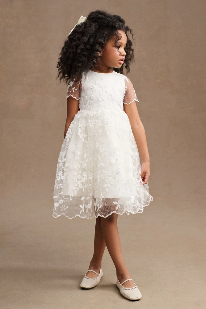 Princess Daliana Lindi Lace Piping Crew-Neck Flower Girl Dress