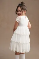 Princess Daliana Halli Tiered Embroidered Flower Girl Dress