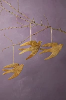 Golden Bird Ornaments, Set of 3