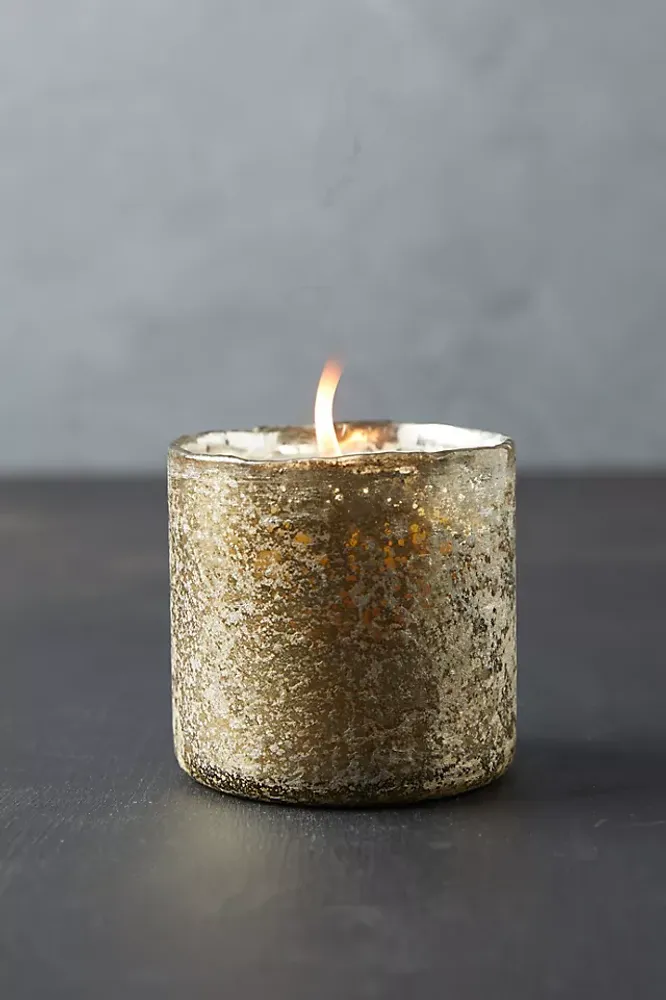 Gold Mercury Glass Candle, Ginger Patchouli