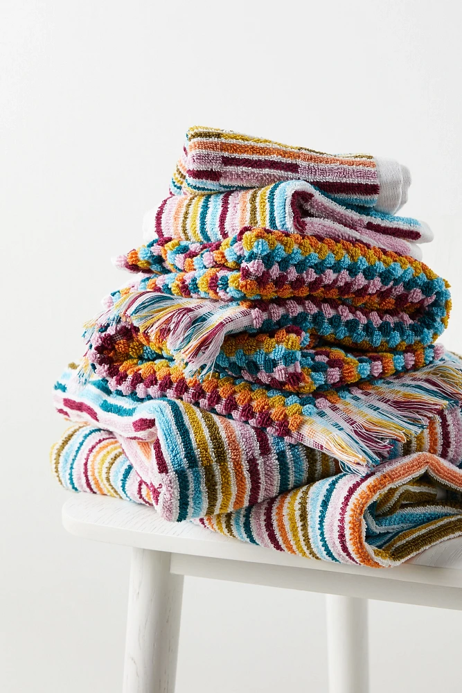 Rainbow Cotton Stripe Bath Towels, Set of 6