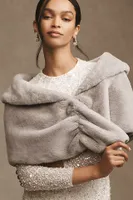 BHLDN Maxime Satin-Lined Faux Fur Wrap