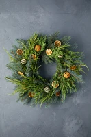 Fresh Evergreen + Dried Citrus Wreath