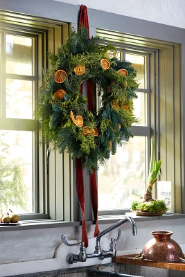 Fresh Evergreen + Dried Citrus Wreath