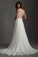 Jenny by Yoo Elinor Deep V-Neck Lace & Illusion Wedding Gown