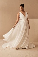 Jenny by Yoo Elinor Deep V-Neck Lace & Illusion Wedding Gown