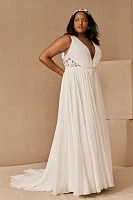 Jenny by Yoo Elinor Deep V-Neck Lace & Illusion Wedding Gown