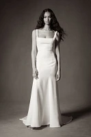 Jenny by Yoo Portia Square-Neck Fit & Flare Crepe Wedding Gown