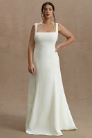 Jenny by Yoo Portia Square-Neck Fit & Flare Crepe Wedding Gown