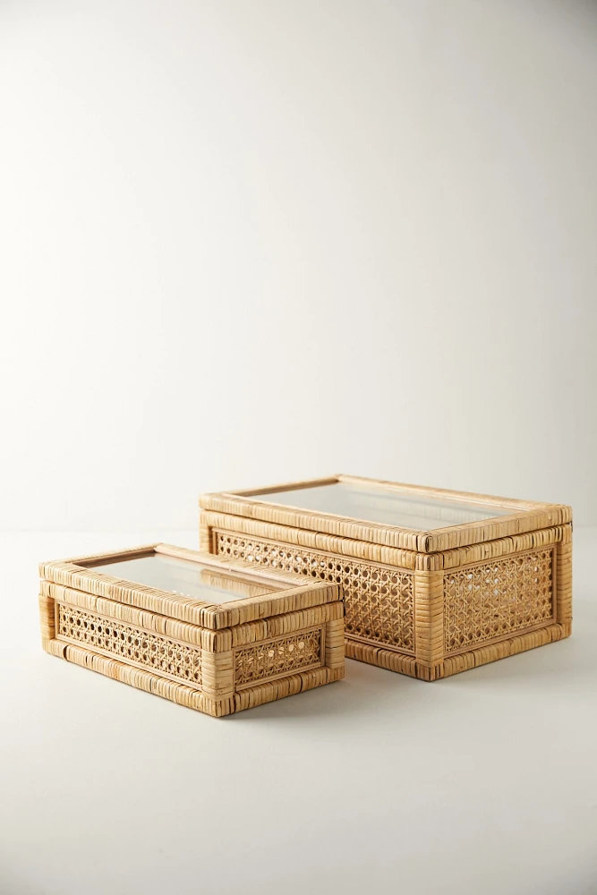 Rattan Box with Glass Lid