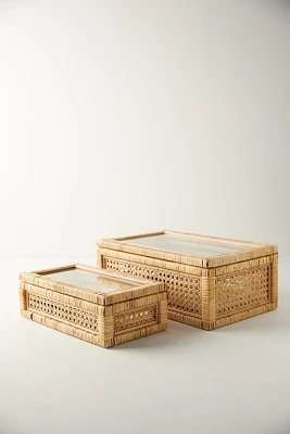 Rattan Box with Glass Lid