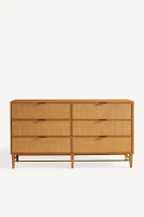 Wallace Cane and Oak Six-Drawer Dresser