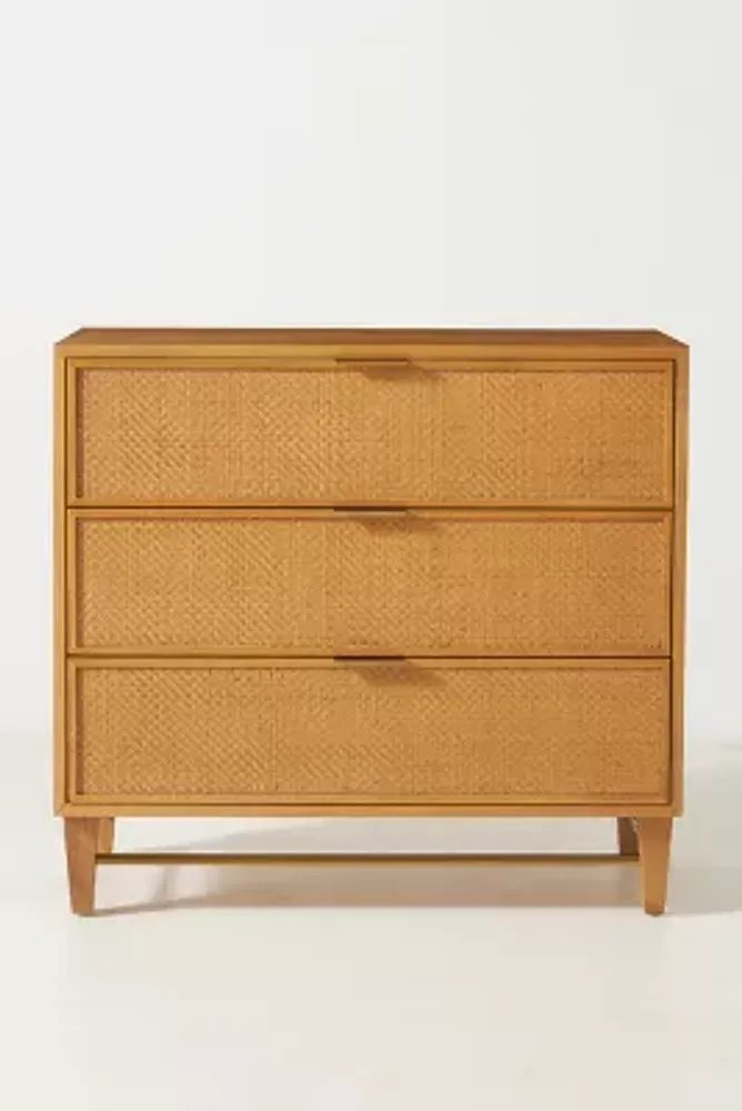 Wallace Cane and Oak Three-Drawer Dresser