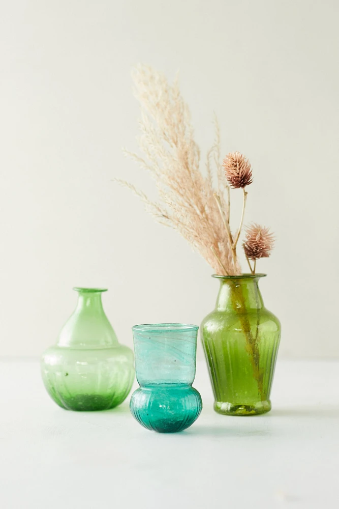 Recycled Glass Bud Vases, Set of 3