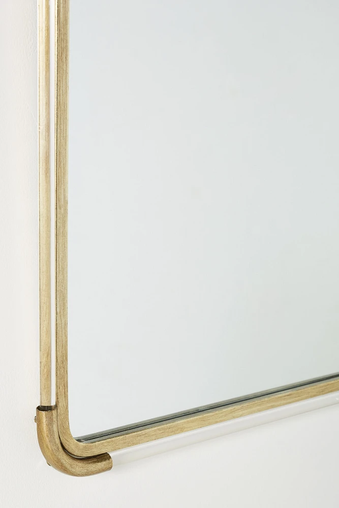 Joan Lucite and Brass Arched Mirror