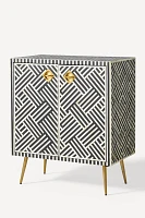 Optical Inlay Entryway Cabinet