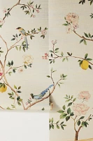 Blossom Chinoiserie Grasscloth Mural