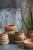 Earth Fired Clay Natural Curve Pots + Saucers, Set of 3 Sizes