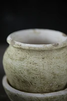 Earth Fired Clay White Curve Pots + Saucers