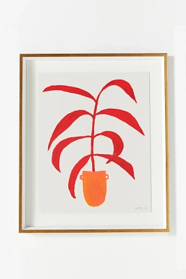 Red Palm In Orange Pot Wall Art